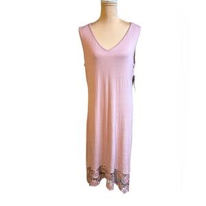 Nina Leonard NWT Pink Sleeveless Dress with Crotchet Hem